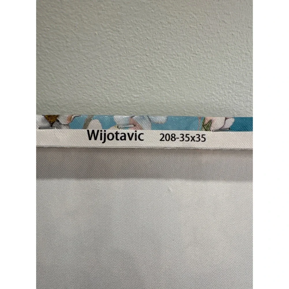 Wijotavic Bird and Blossom Canvas Wall Art Teal Blue Floral Decor 13x13